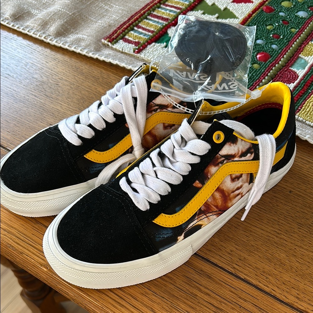 Vans Bruce Lee Black and Yellow Graphic Sneakers